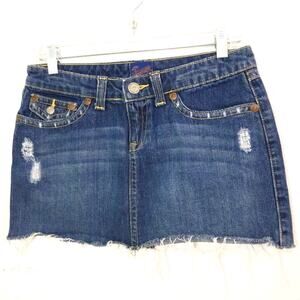 Aeropostale jean denim distressed raw hem skirt